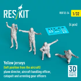   ResKit Models 1:32 Yellow jerseys (Left position from the aircraft) plane director, aircraft handling officer, catapult and arresting gear officers (4 pcs) (3D Printed)