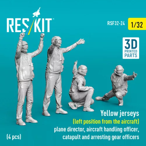ResKit Models 1:32 Yellow jerseys (Left position from the aircraft) plane director, aircraft handling officer, catapult and arresting gear officers (4 pcs) (3D Printed)