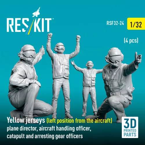 ResKit Models 1:32 Yellow jerseys (Left position from the aircraft) plane director, aircraft handling officer, catapult and arresting gear officers (4 pcs) (3D Printed)