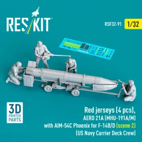   ResKit Models 1:32 Red jerseys (4 pcs), AERO 21A (MHU-191A/M) with AIM-54C Phoenix for F-14B/D (scene 2) (US Navy Carrier Deck Crew) (3D Printed)