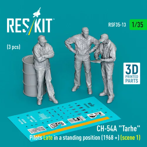 ResKit Models 1:35 CH-54A Tarhe pilots Late in a standing position (1968 +) (scene 1) (3 pcs) (3D Printed)
