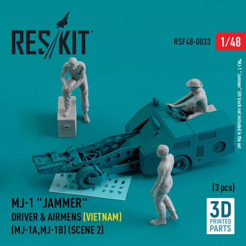 ResKit Models 1:48 MJ-1 Jammer Driver & airmens (Vietnam) (MJ-1A,MJ-1B) (scene 2) (3 pcs) (3D Printed)