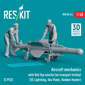   ResKit Models 1:48 Aircraft mechanics with Red Top missile (on transport trolley) (EE Lightning, Sea Vixen, Hawker Hunter) (2 pcs) (3D Printed)