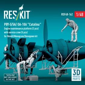   ResKit Models 1:48 PBY-5/5A/ OA-10A Catalina Engine maintenance platform (2 pcs) with service crew (5 pcs) for Revell/Monogram/Hasegawa kit (3D Printed)