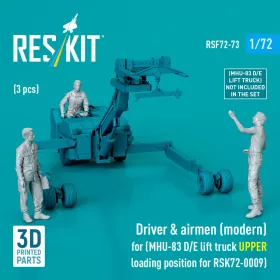   ResKit Models 1:72 Driver & airmen (modern) (3 pcs) (MHU-83 D/E lift truck UPPER loading position for RSK72-0009) (3D Printed)