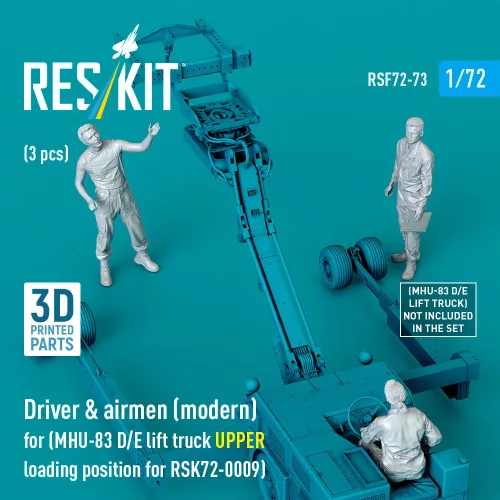 ResKit Models 1:72 Driver & airmen (modern) (3 pcs) (MHU-83 D/E lift truck UPPER loading position for RSK72-0009) (3D Printed)
