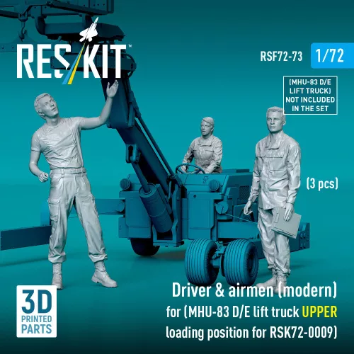 ResKit Models 1:72 Driver & airmen (modern) (3 pcs) (MHU-83 D/E lift truck UPPER loading position for RSK72-0009) (3D Printed)