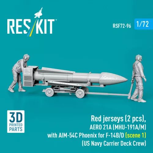 ResKit Models 1:72 Red jerseys (2 pcs), AERO 21A (MHU-191A/M) with AIM-54C Phoenix for F-14B/D (scene 1) (US Navy Carrier Deck Crew) (3D Printed)