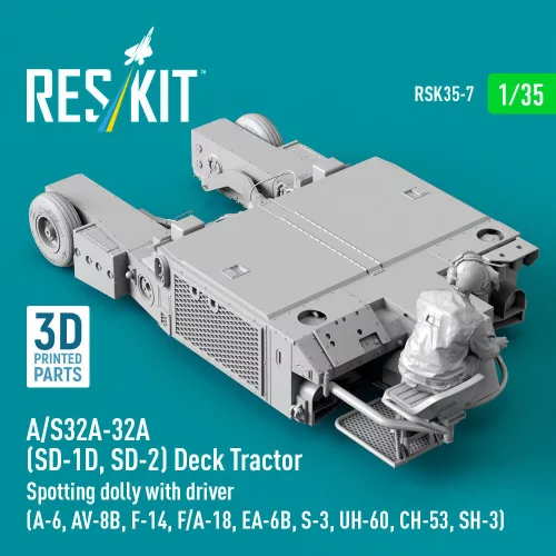 ResKit Models 1:35 A/S32A-32A (SD-1D, SD-2) Deck Tractor Spotting dolly with driver (UH-60, CH-53, SH-3) (3D Printed model kit)