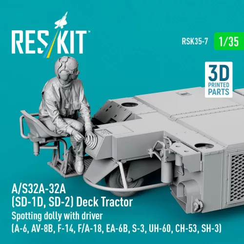ResKit Models 1:35 A/S32A-32A (SD-1D, SD-2) Deck Tractor Spotting dolly with driver (UH-60, CH-53, SH-3) (3D Printed model kit)