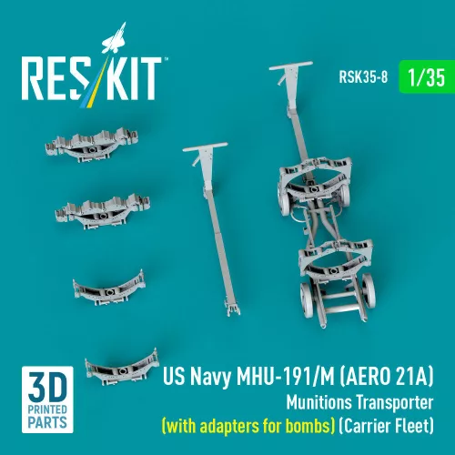 ResKit Models 1:35 US NAVY MHU-191/M (AERO 21A) Munitions Transporter (with adapters for bombs) (Carrier Fleet) (3D Printed model kit)