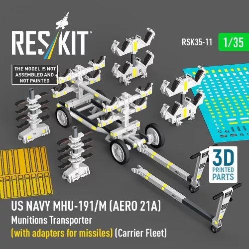 ResKit Models 1:35 US NAVY MHU-191/M (AERO 21A) Munitions Transporter (with adapters for missiles) (Carrier Fleet) (3D Printed model kit)