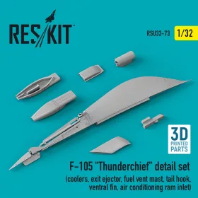   ResKit Models 1:32 F-105 Thunderchief detail set (coolers, exit ejector, fuel vent mast, tail hook,ventral fin, air conditioning ram inlet) (3D Printed)
