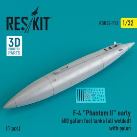   ResKit Models 1:32 F-4 Phantom II early 600 gallon fuel tanks (all welded) with pylon (1 pcs) (3D Printed)