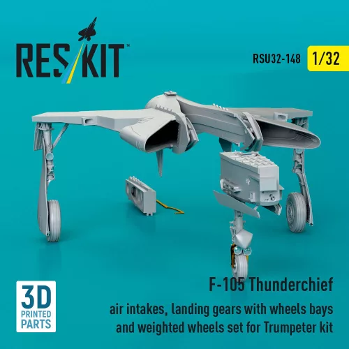 ResKit Models 1:32 F-105 Thunderchief air intakes, landing gears with wheels bays and weighted wheels set for Trumpeter kit (3D Printed)