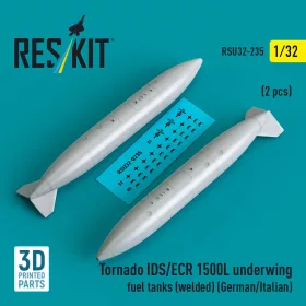   ResKit Models 1:32 Tornado IDS/ECR 1500L underwing fuel tanks (welded) (German AF / Italian AF) (2 pcs) (3D Printed)