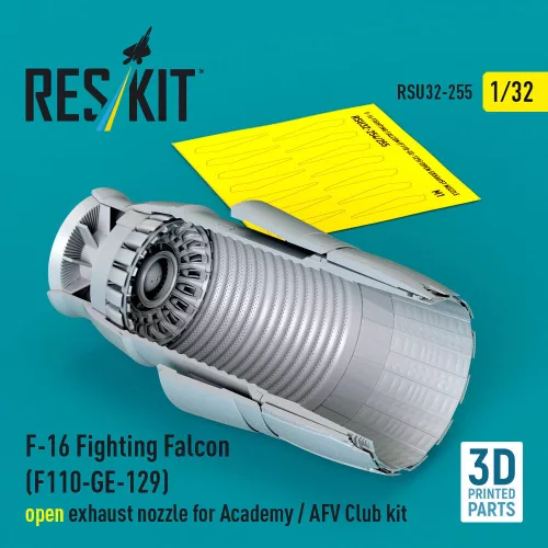 ResKit Models 1:32 F-16 Fighting Falcon (F110-GE-129) open exhaust nozzle for Academy / AFV Club kit (3D Printed)