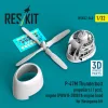 ResKit Models 1:32 P-47M Thunderbolt propeller (1 pcs), engine (P&W R-2800) & engine hood (3D Printed) for Hasegawa