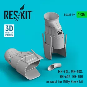   ResKit Models 1:35 MH-60L, MH-60S, HH-60G, HH-60H exhaust for Kitty Hawk / Zimimodel kit (3D Printed)