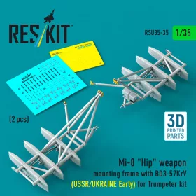   ResKit Models 1:35 Mi-8 Hip weapon mounting frame with BD3-57KrV (USSR/UKRAINE Early) for Trumpeter kit (2 pcs) (3D Printed)
