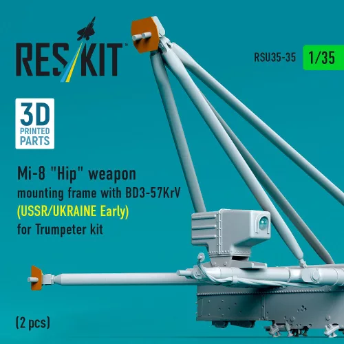 ResKit Models 1:35 Mi-8 Hip weapon mounting frame with BD3-57KrV (USSR/UKRAINE Early) for Trumpeter kit (2 pcs) (3D Printed)