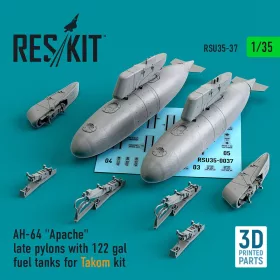   ResKit Models 1:35 AH-64 Apache late pylons with 122 gal fuel tanks for Takom kit (3D Printed)