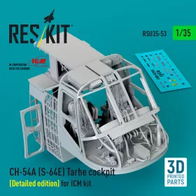  ResKit Models 1:35 CH-54A (S-64E) Tarhe cockpit (Detailed edition) for ICM kit (3D Printed)