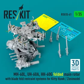   ResKit Models 1:35 MH-60L, UH-60A, HH-60G folded main rotor with blade fold restraint systems for Kitty Hawk / Zimimodel (3D Printed)
