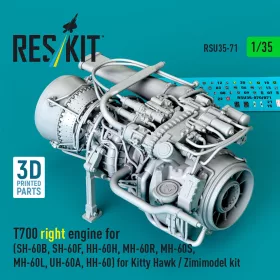   ResKit Models 1:35 T700 right engine (SH-60B, SH-60F, HH-60H, MH-60R, MH-60S, MH-60L, UH-60A, HH-60) for Kitty Hawk / Zimimodel kit (3D Printed)