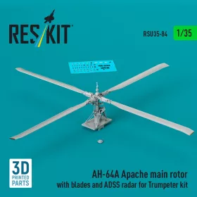   ResKit Models 1:35 AH-64A Apache main rotor with blades and ADSS radar for Trumpeter kit (3D Printed)