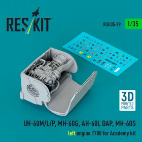   ResKit Models 1:35 UH-60M/L/P, MH-60G, AH-60L DAP, MH-60S left engine T700 (3D Printed) for Academy