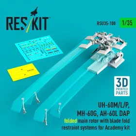   ResKit Models 1:35 UH-60M/L/P, MH-60G, AH-60L DAP folded main rotor with blade fold restraint systems (3D Printed) for Academy
