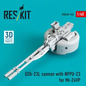   ResKit Models 1:48 GSh-23L cannon with NPPU-23 for Mi-24VP (3D Printed)