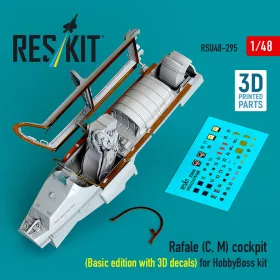   ResKit Models 1:48 Rafale (C, M) cockpit (Basic edition with 3D decals) for HobbyBoss kit (3D printed)