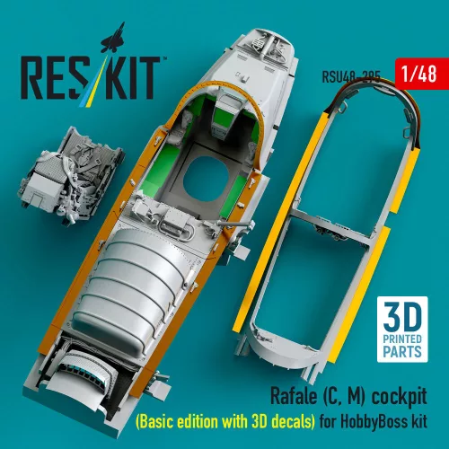 ResKit Models 1:48 Rafale (C, M) cockpit (Basic edition with 3D decals) for HobbyBoss kit (3D printed)
