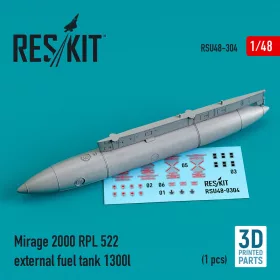  ResKit Models 1:48 Mirage 2000 RPL 522 external fuel tank 1300lt (3D Printed)
