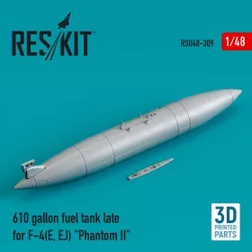   ResKit Models 1:48 610 gallon fuel tank late for F-4(E, EJ) Phantom II (3D Printed)