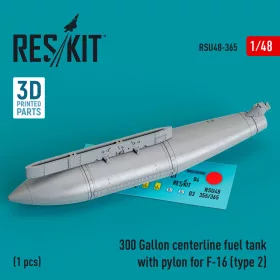   ResKit Models 1:48 300 Gallon centerline fuel tank with pylon for F-16 (A/B/C/D/E/F/I) (type 2) (1 pcs) (3D Printed)