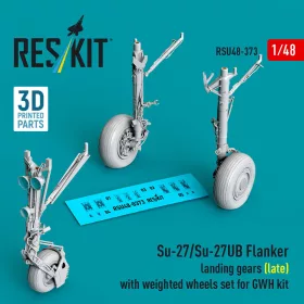   ResKit Models 1:48 Su-27/Su-27UB Flanker landing gears (late) with weighted wheels set for GWH kit (3D Printed)
