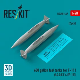   ResKit Models 1:48 600 gallon fuel tanks for F-111 (A,C,D,E,F & EF-111) (2 pcs) (3D Printed)