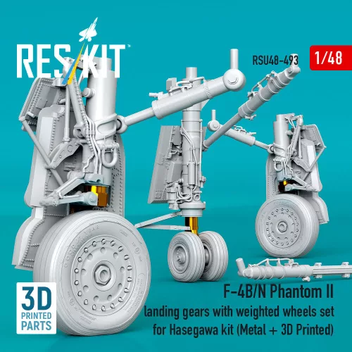 ResKit Models 1:48 F-4B/N Phantom II landing gear with weighted wheels set (Metal + 3D Printed) for Hasegawa