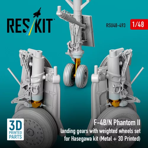 ResKit Models 1:48 F-4B/N Phantom II landing gear with weighted wheels set (Metal + 3D Printed) for Hasegawa