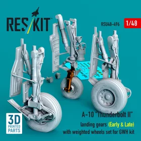   ResKit Models 1:48 A-10 Thunderbolt II landing gears (Early & Late) with weighted wheels set for GWH kit (Metal+3D Printed)