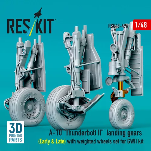ResKit Models 1:48 A-10 Thunderbolt II landing gears (Early & Late) with weighted wheels set for GWH kit (Metal+3D Printed)