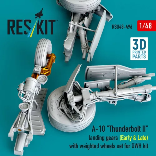 ResKit Models 1:48 A-10 Thunderbolt II landing gears (Early & Late) with weighted wheels set for GWH kit (Metal+3D Printed)