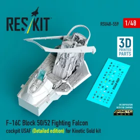   ResKit Models 1:48 F-16C Block 50/52 Fighting Falcon cockpit USAF (Detailed edition) (3D Printed) for Kinetic