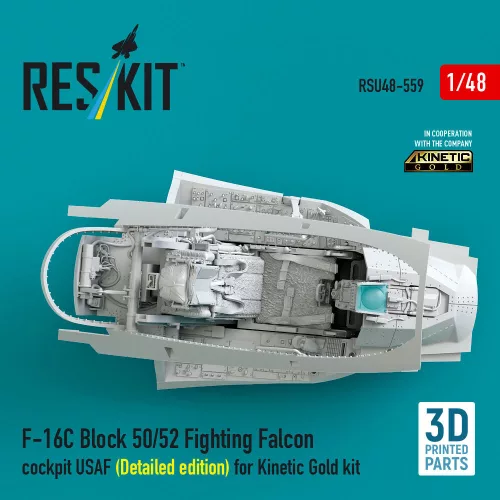 ResKit Models 1:48 F-16C Block 50/52 Fighting Falcon cockpit USAF (Detailed edition) (3D Printed) for Kinetic