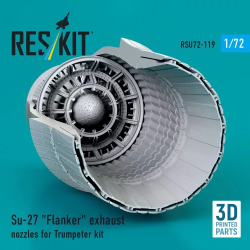 ResKit Models 1:72 Su-27 Flanker exhaust nozzles for Trumpeter kit (3D Printed)