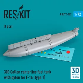  ResKit Models 1:72 300 Gallon centerline fuel tank with pylon for F-16 (A/B/C/D/E/F/I) (type 1) (1 pcs) (3D Printed)