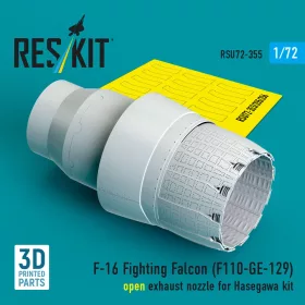   ResKit Models 1:72 F-16 Fighting Falcon (F110-GE-129) open exhaust nozzle (3D Printed) for Hasegawa
